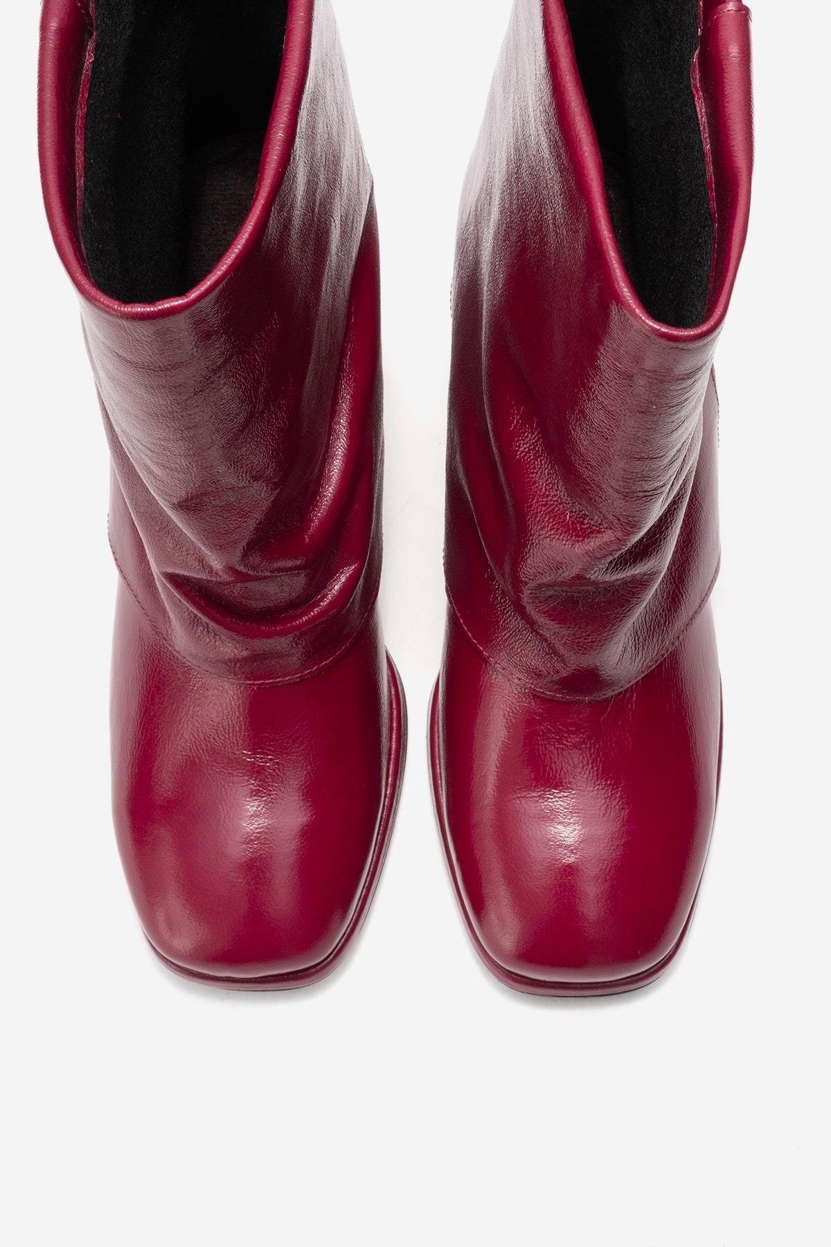 LORE - Burgundy Genuine Leather Block Heel Boot (Women) - Image 2