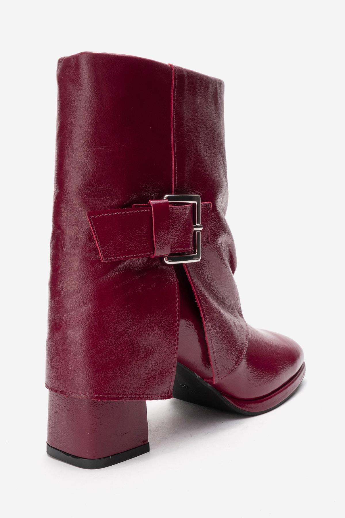 LORE - Burgundy Genuine Leather Block Heel Boot (Women) - Image 5