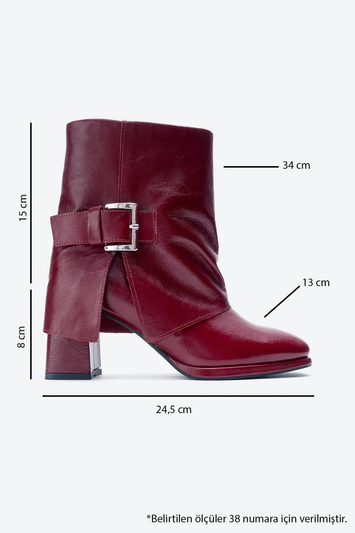 LORE - Burgundy Genuine Leather Block Heel Boot (Women) - Image 6