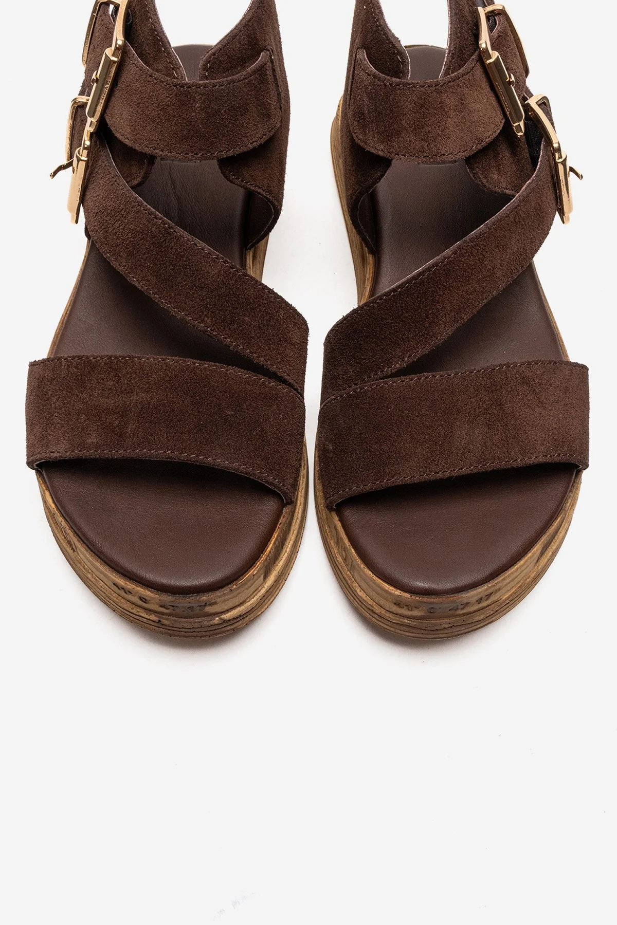 LORENTIS - Brown Genuine Leather Double Buckle Sandal (Women) - Image 2