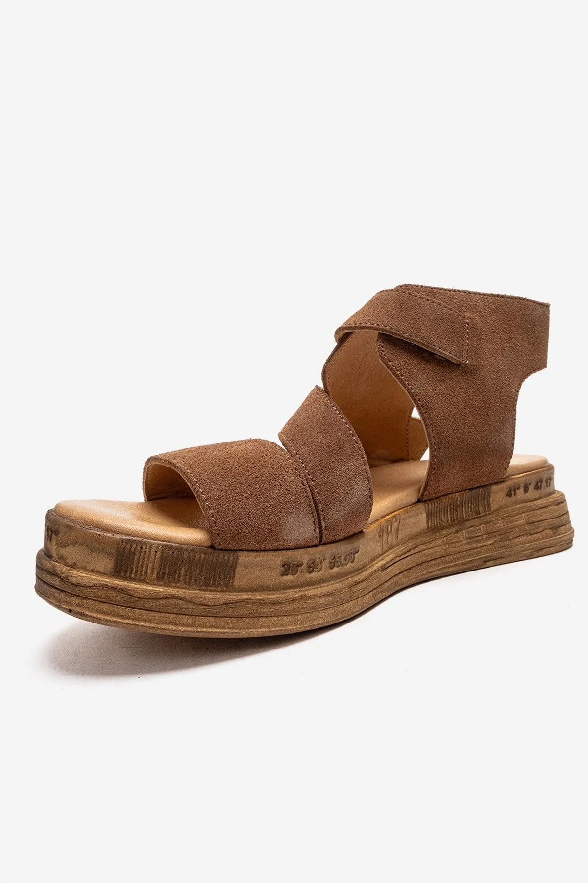 LORENTIS - Camel Genuine Leather Double Buckle Sandal (Women) - Image 6