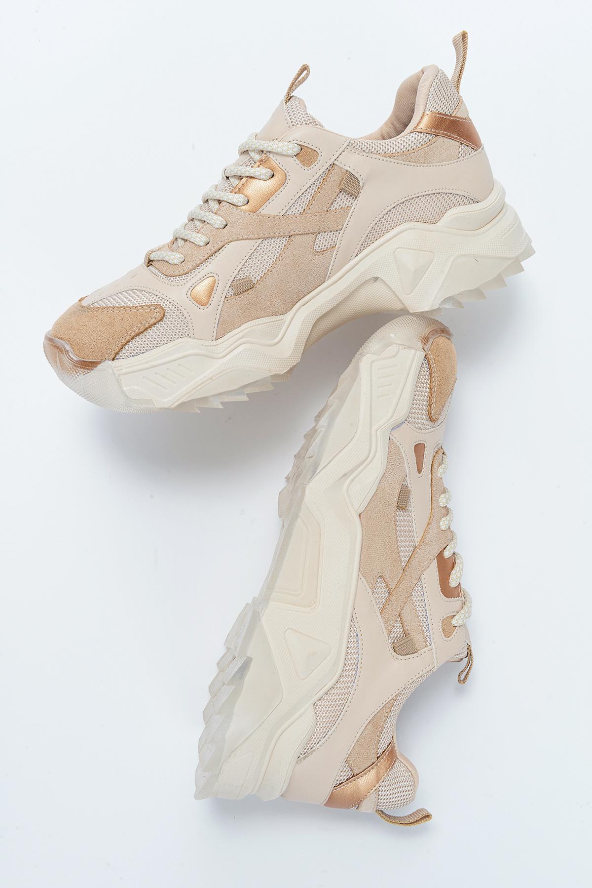 Loretta - Beige Platform Sneakers - Image 4