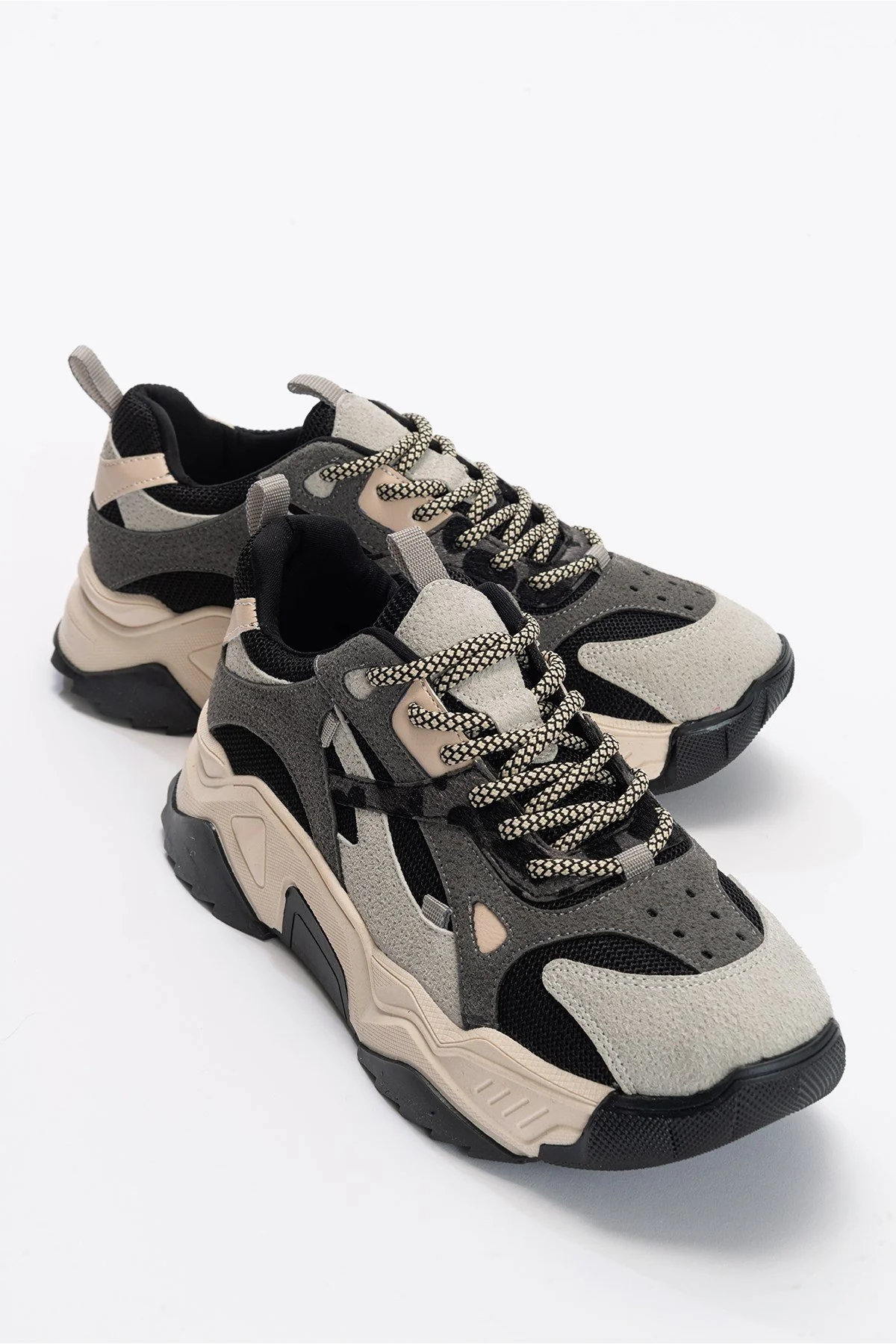 Loretta - Black Gray Platform Sneakers