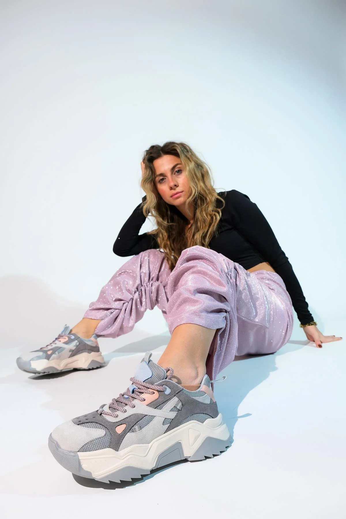 Loretta - Gray Pink Platform Sneakers - Image 2