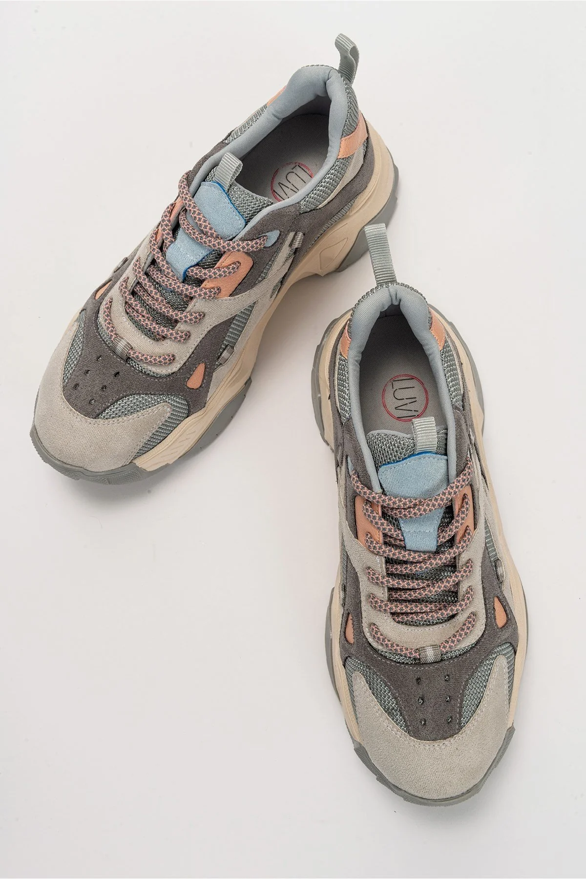 Loretta - Gray Pink Platform Sneakers - Image 4