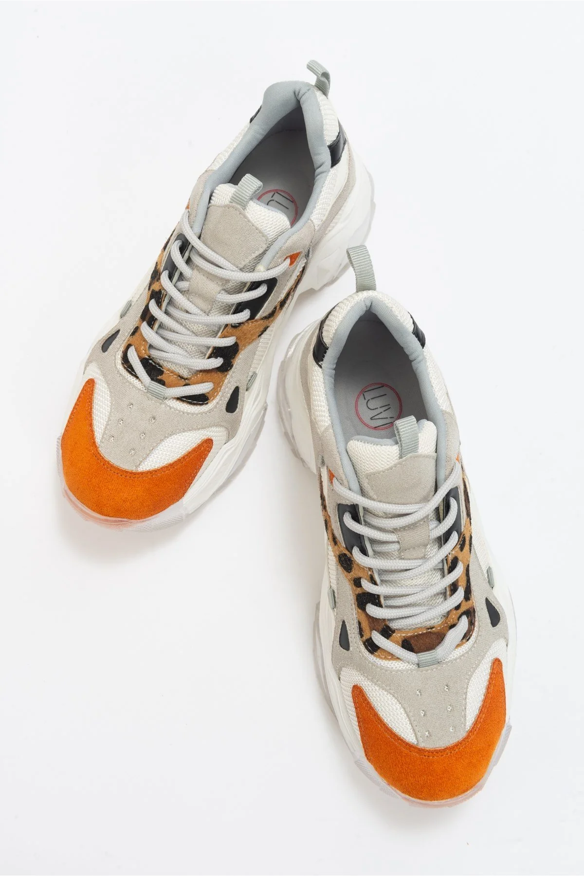 Loretta - White Orange Platform Sneakers - Image 2