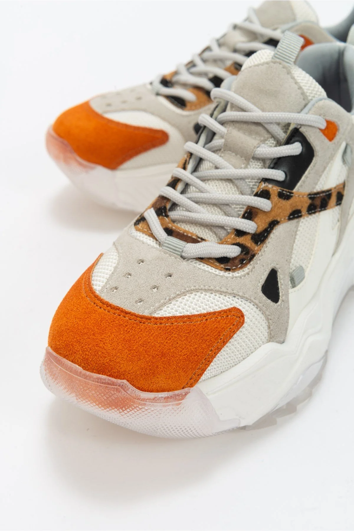 Loretta - White Orange Platform Sneakers - Image 3