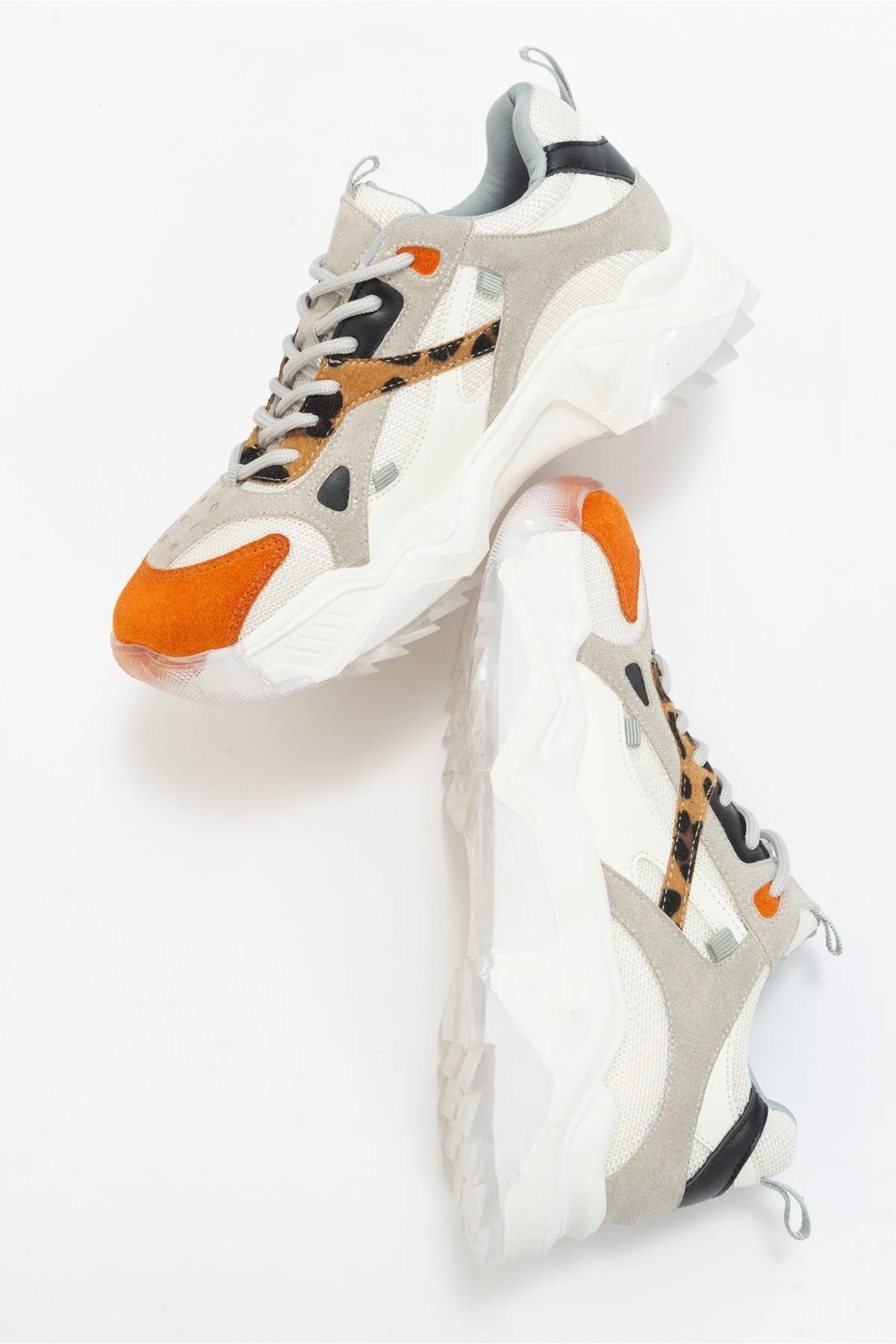 Loretta - White Orange Platform Sneakers - Image 4