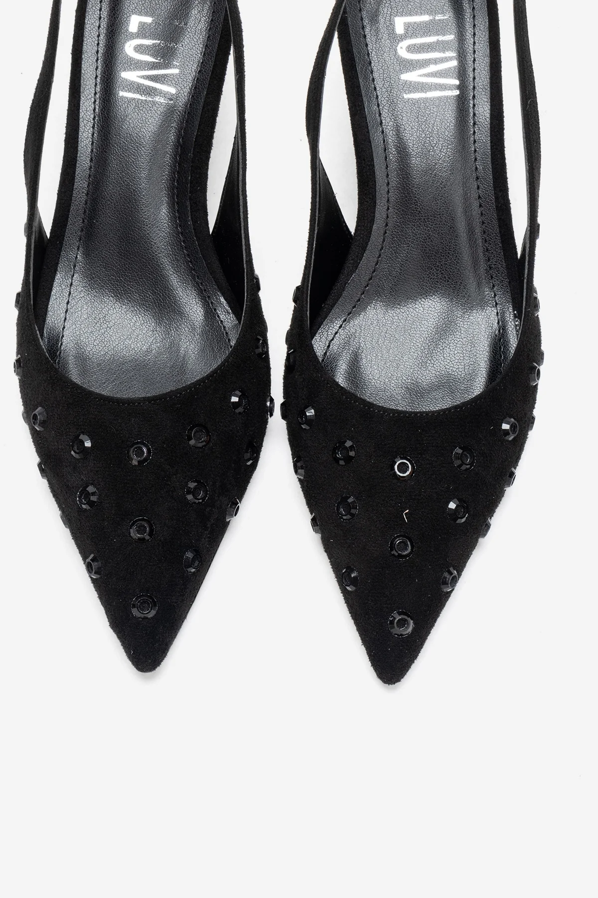 Lorex - Black Suede Embellished Stiletto Heel Pump (Women) - Image 2