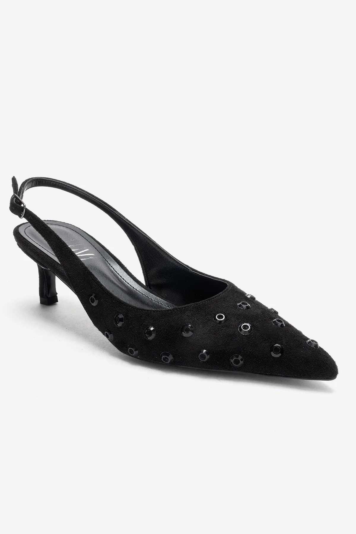 Lorex - Black Suede Embellished Stiletto Heel Pump (Women) - Image 3