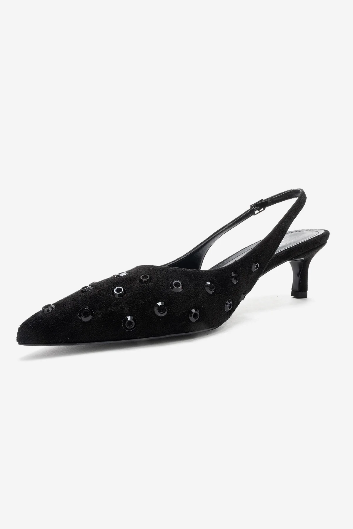 Lorex - Black Suede Embellished Stiletto Heel Pump (Women) - Image 4