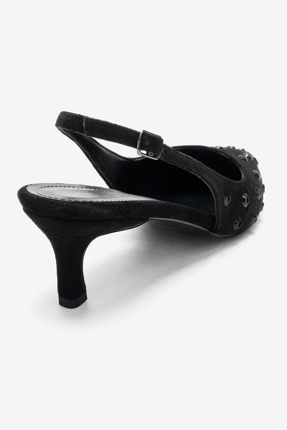 Lorex - Black Suede Embellished Stiletto Heel Pump (Women) - Image 5