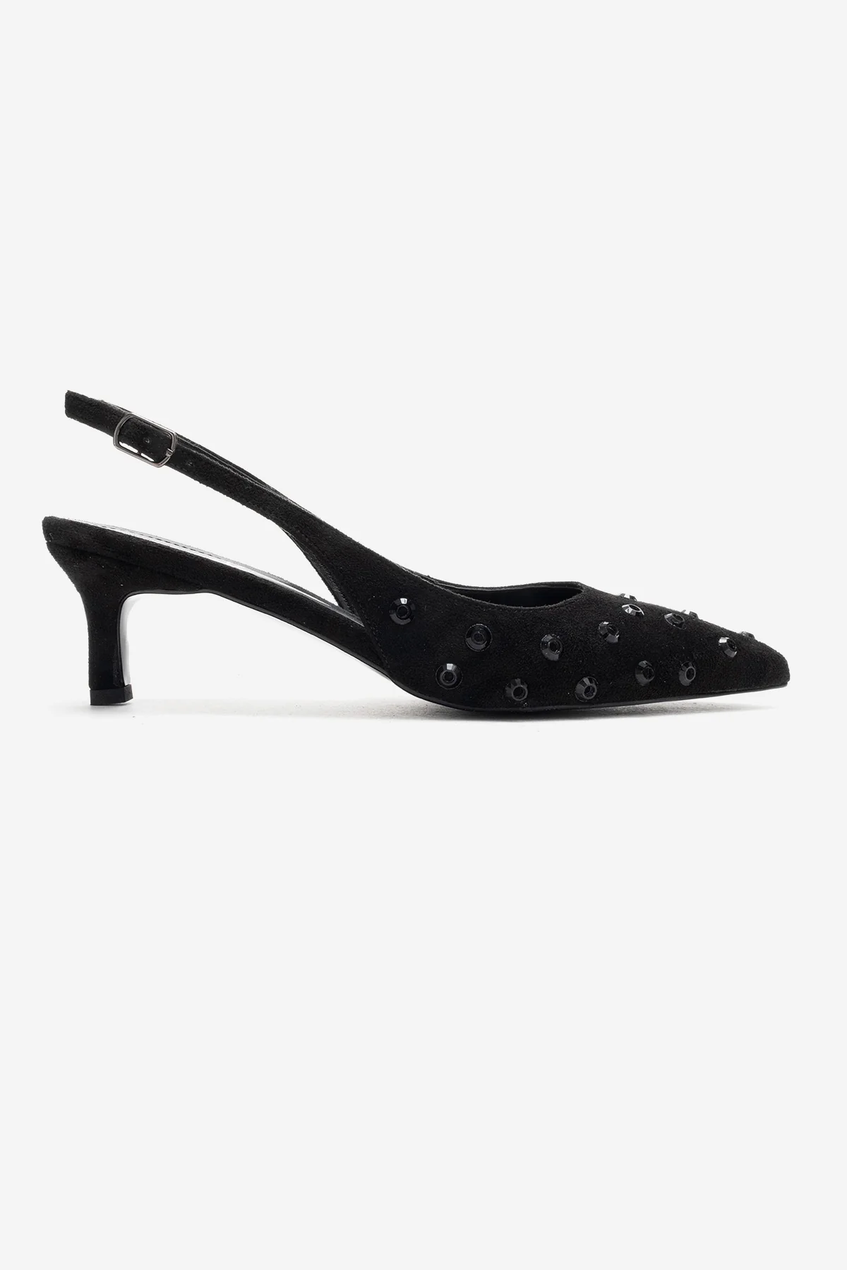 Lorex - Black Suede Embellished Stiletto Heel Pump (Women) - Image 6