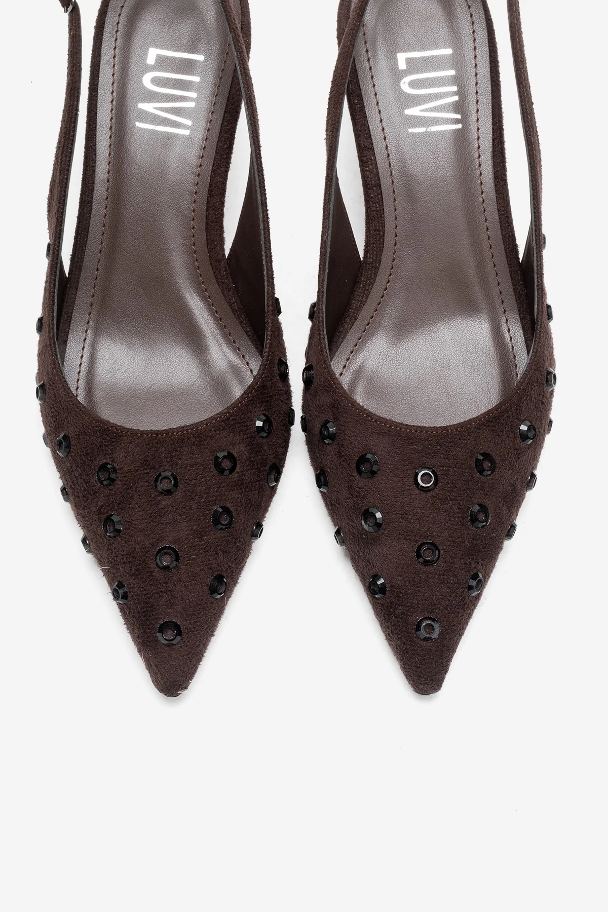 Lorex - Brown Suede Embellished Stiletto Heel Pump (Women) - Image 2