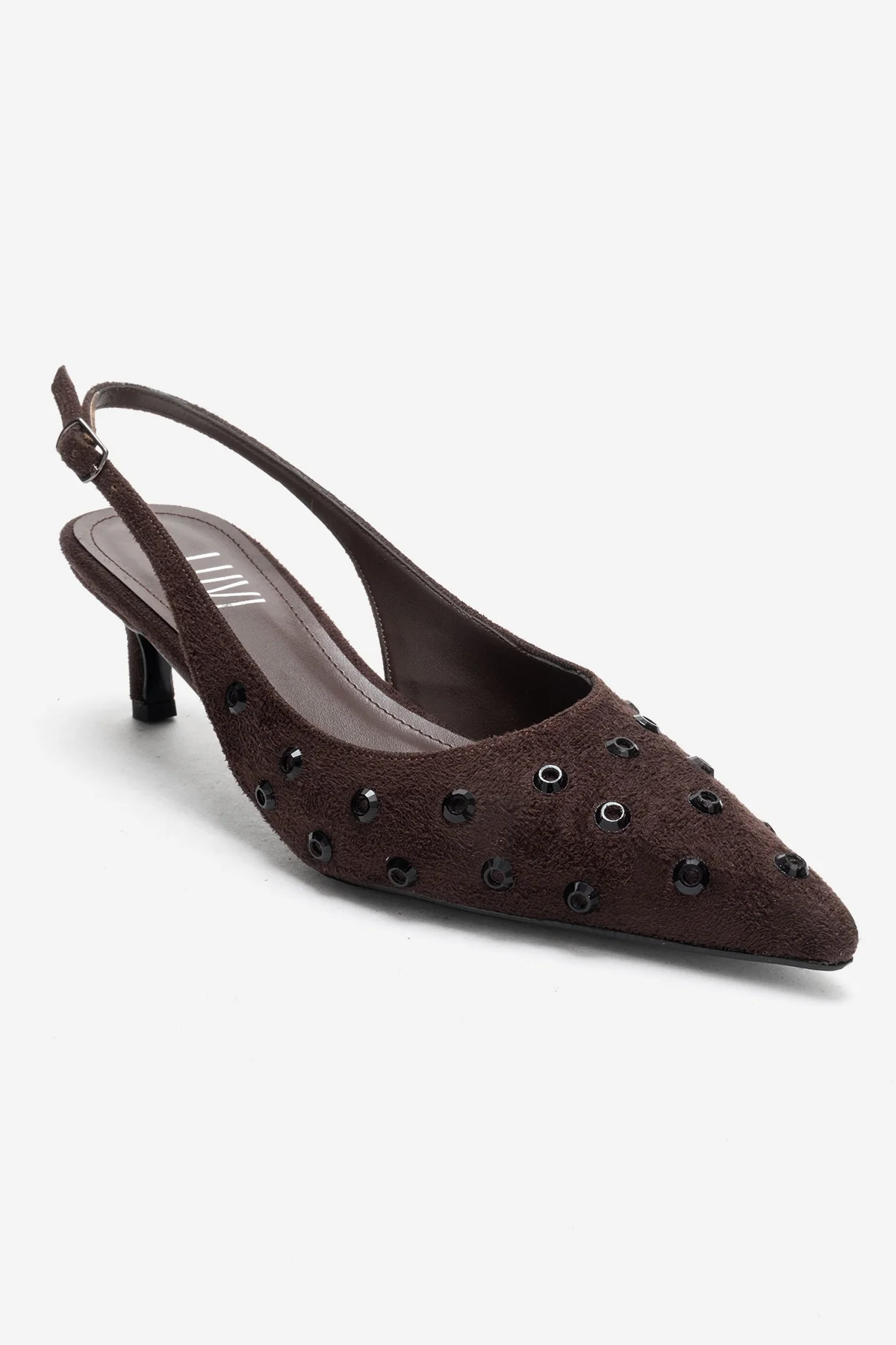 Lorex - Brown Suede Embellished Stiletto Heel Pump (Women) - Image 3
