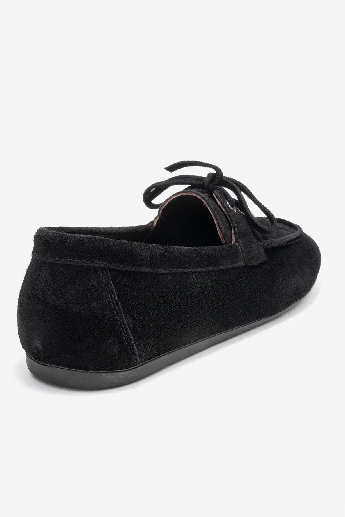 Lorven - Black Suede Genuine Leather Lace-Up Loafer Shoe (Women) - Image 5