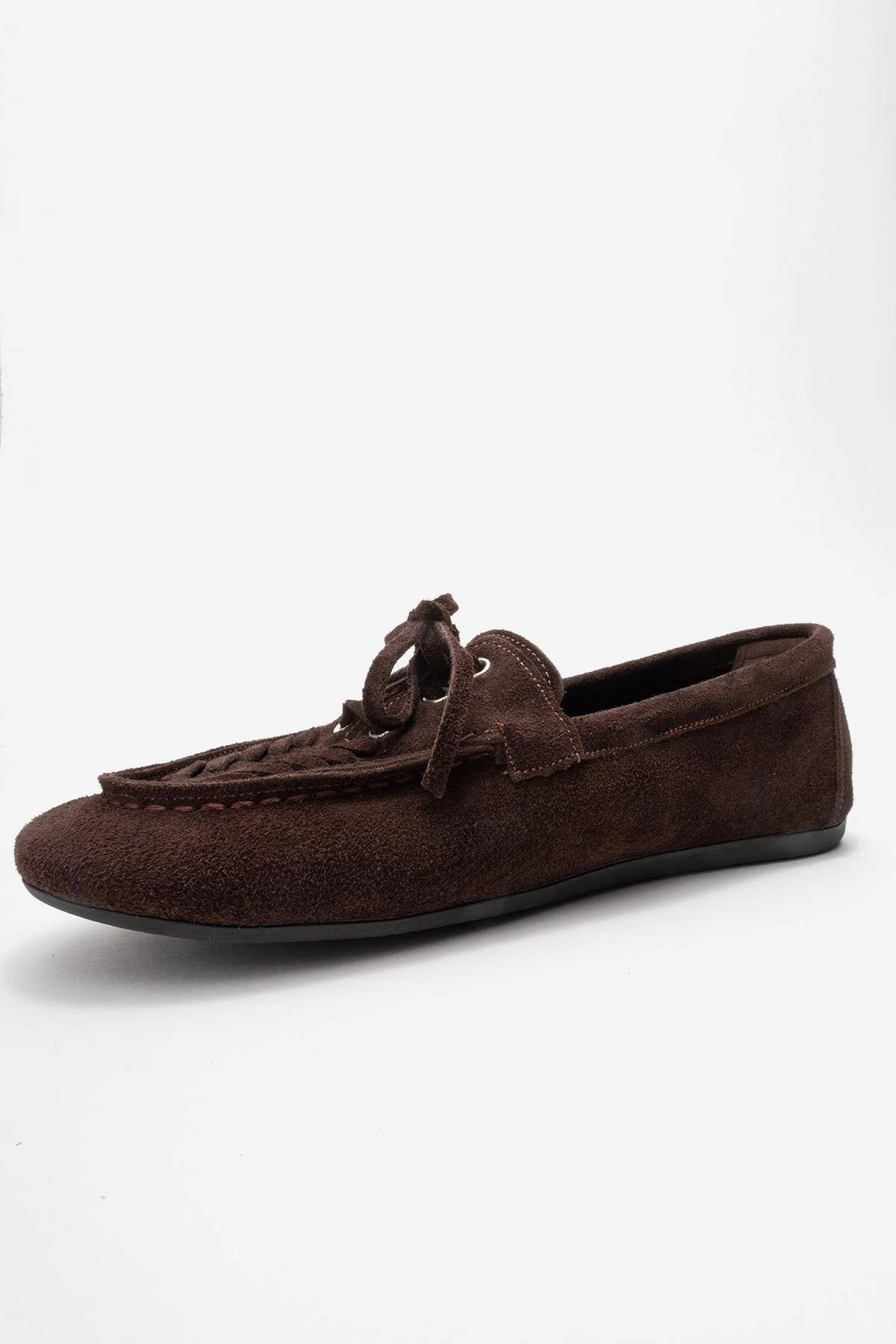 LORVEN - Brown Genuine Suede Leather Lace-Up Loafer (Women) - Image 4
