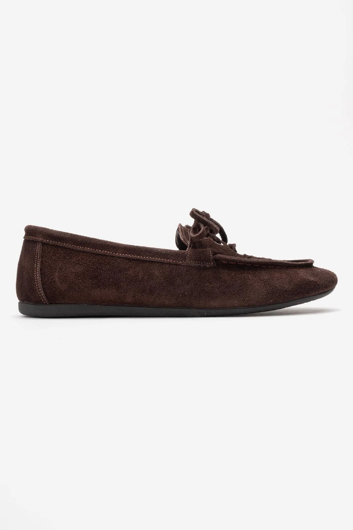 LORVEN - Brown Genuine Suede Leather Lace-Up Loafer (Women) - Image 6
