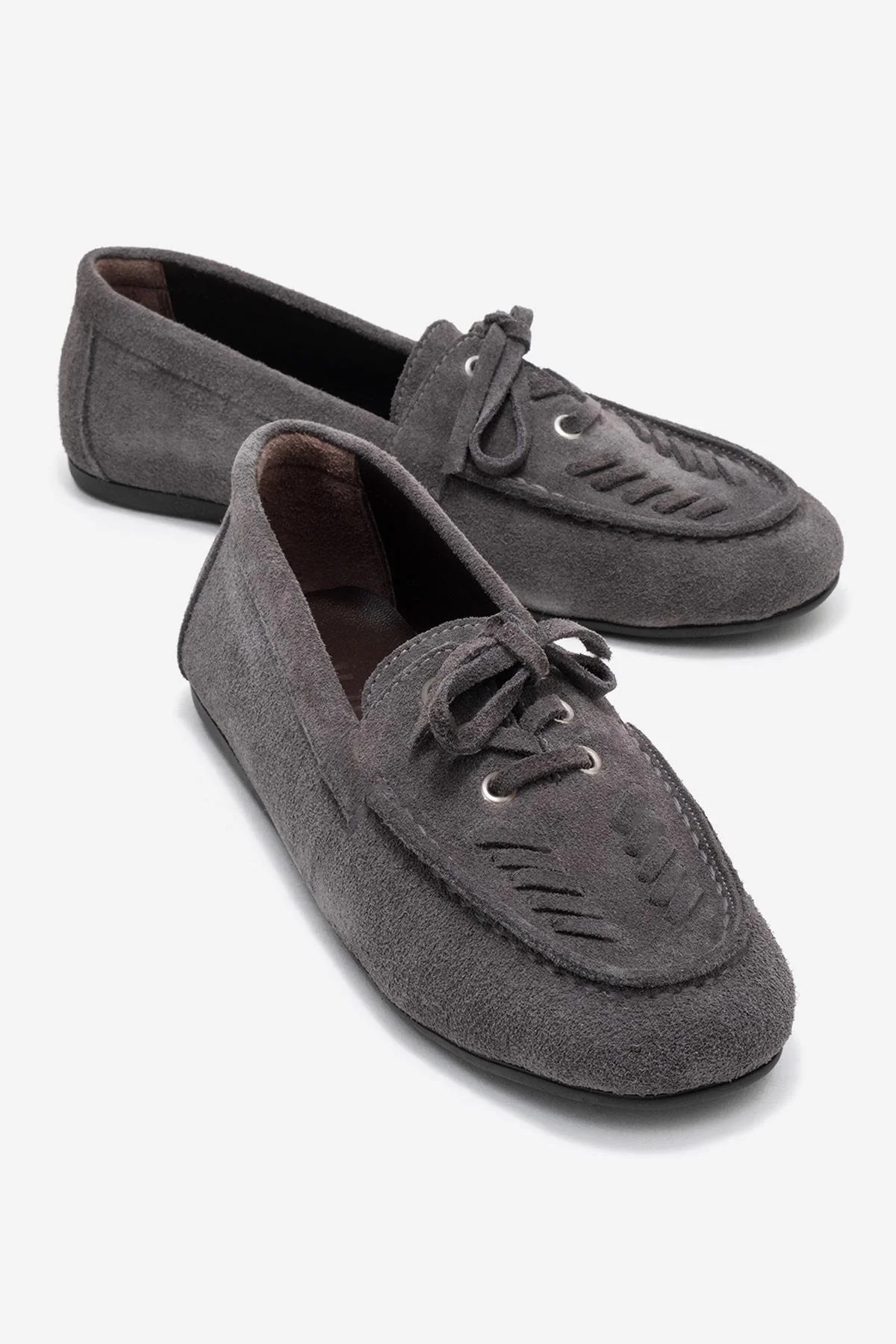 Lorven - Smoke Suede Genuine Leather Lace-Up Loafer Shoe (Women)