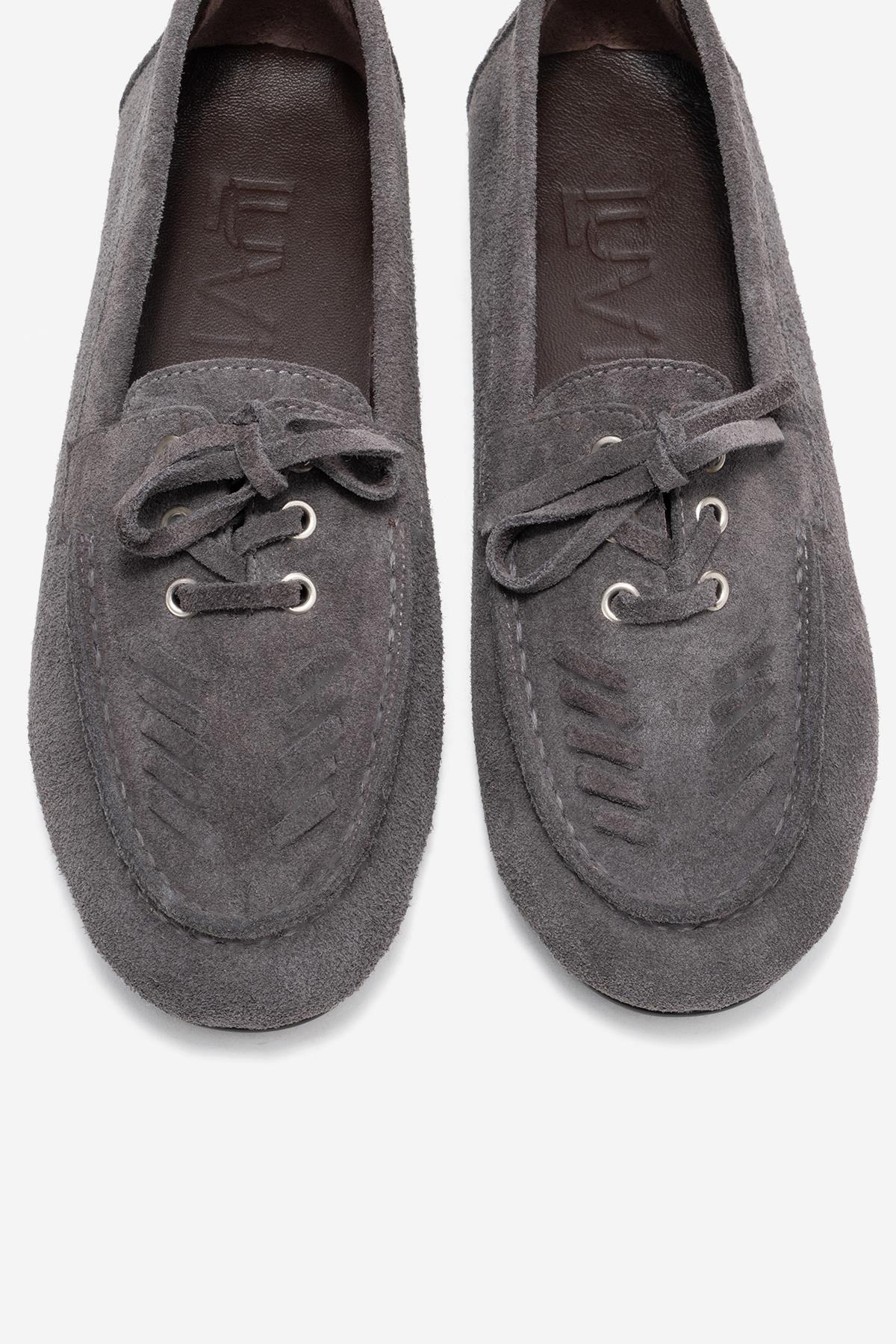 Lorven - Smoke Suede Genuine Leather Lace-Up Loafer Shoe (Women) - Image 2