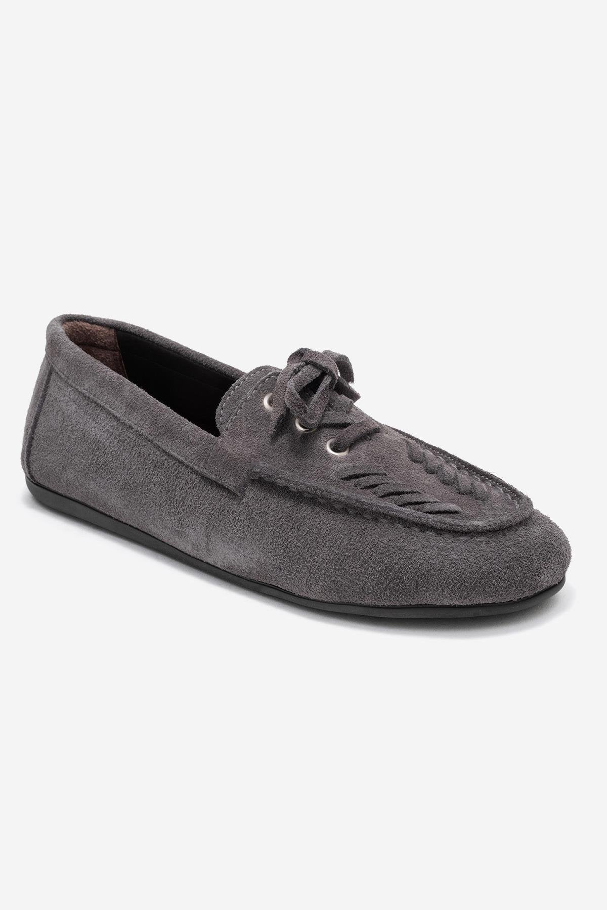 Lorven - Smoke Suede Genuine Leather Lace-Up Loafer Shoe (Women) - Image 3