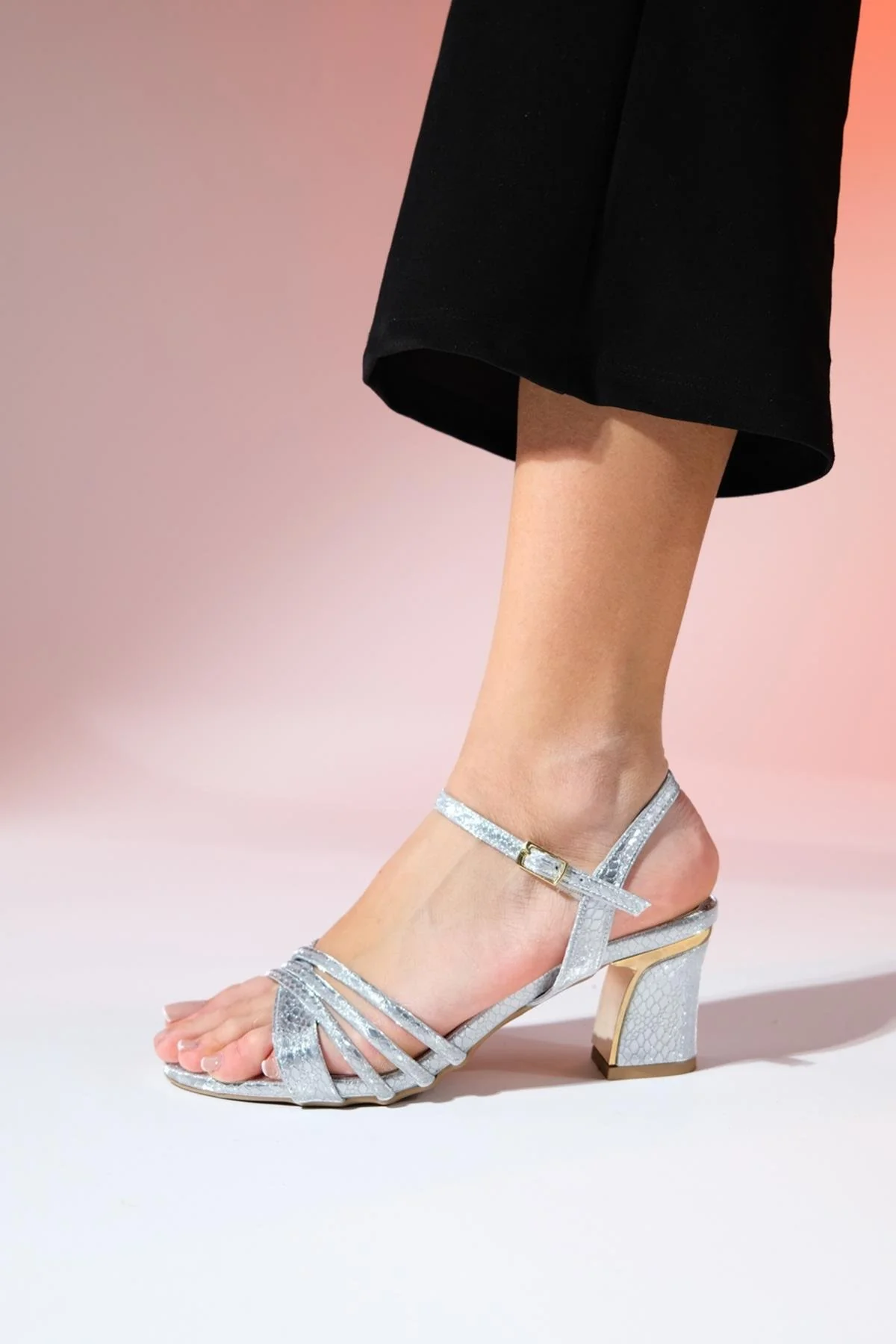 Lota - Silver Patterned Block Heel Dress Shoe (Women) - Image 4