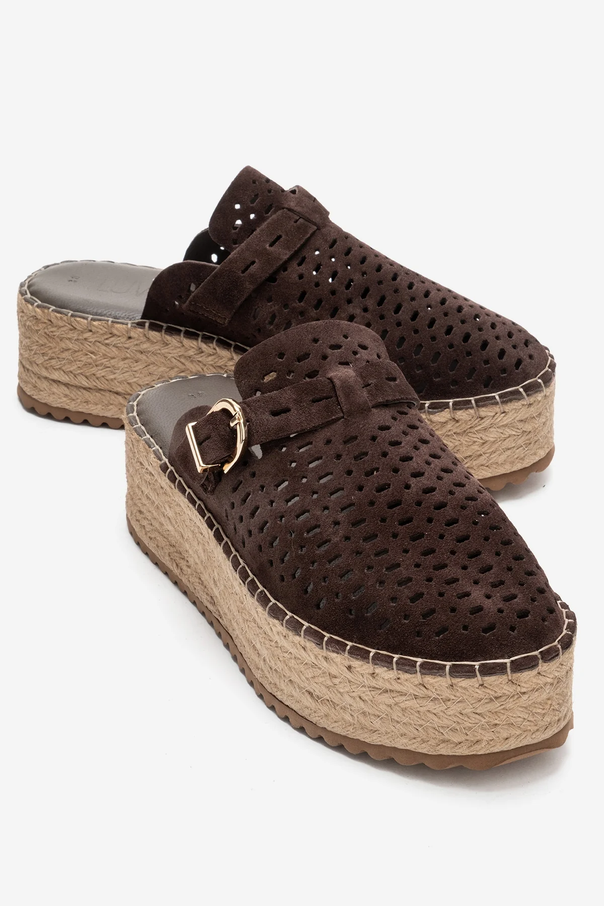 LOUIS - Brown Genuine Leather Closed-Toe Platform Slide (Women)