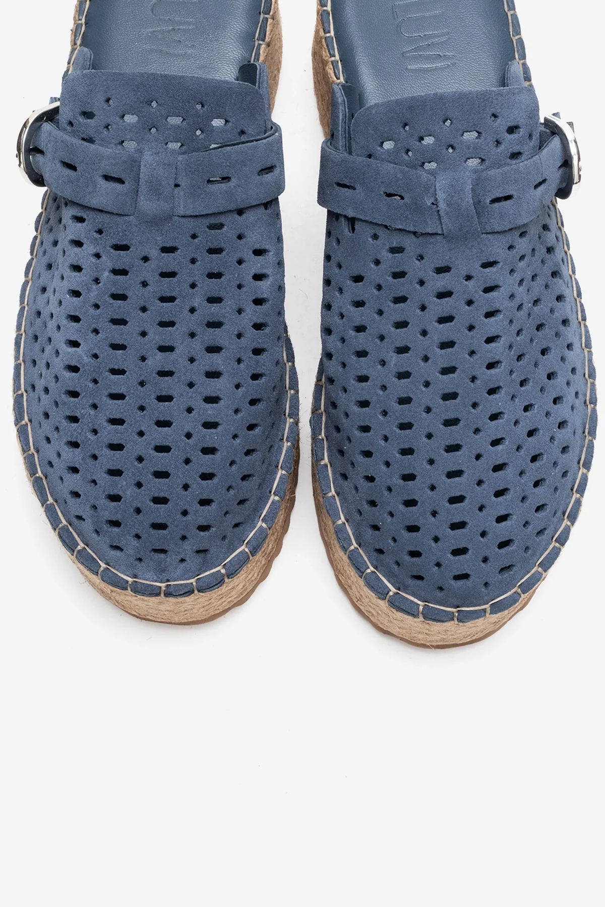Louis - Denim Blue Genuine Leather Platform Slide (Women) - Image 2