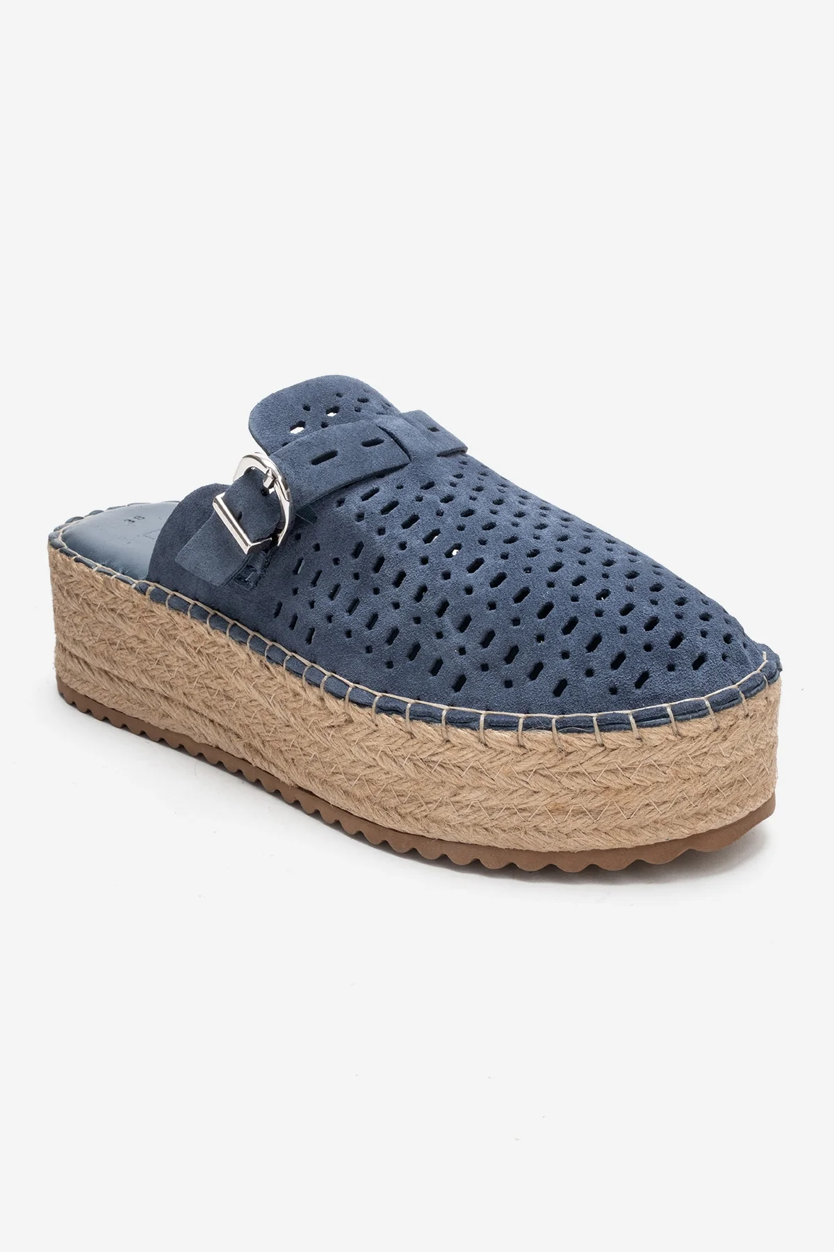 Louis - Denim Blue Genuine Leather Platform Slide (Women) - Image 3