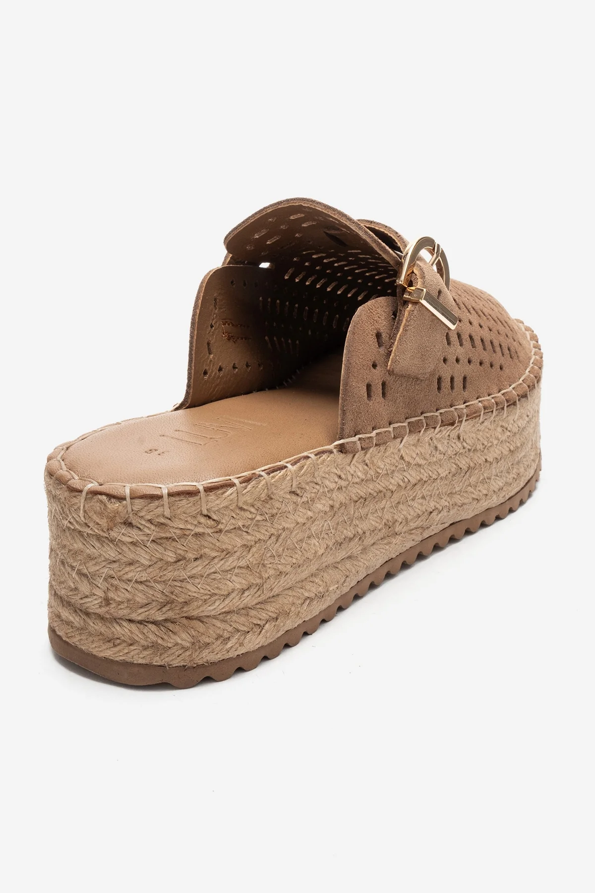 LOUIS - Taupe Genuine Leather Closed-Toe Platform Slide (Women) - Image 5