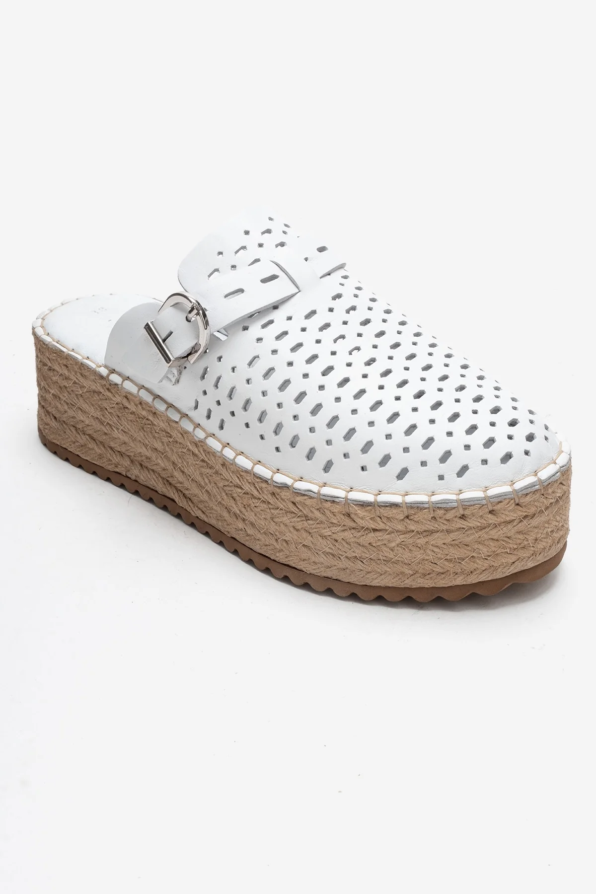 LOUIS - White Genuine Leather Closed-Toe Platform Slide (Women) - Image 3