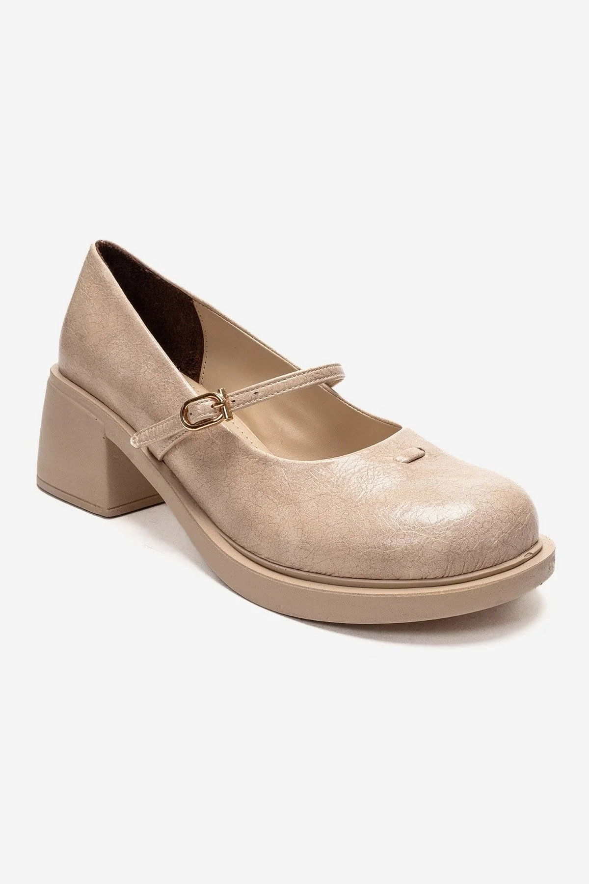LUANDA - Beige Genuine Leather Block Heel Mary Jane (Women) - Image 3