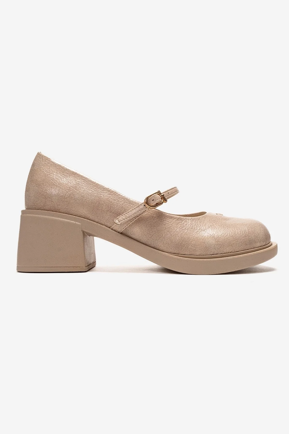 LUANDA - Beige Genuine Leather Block Heel Mary Jane (Women) - Image 4
