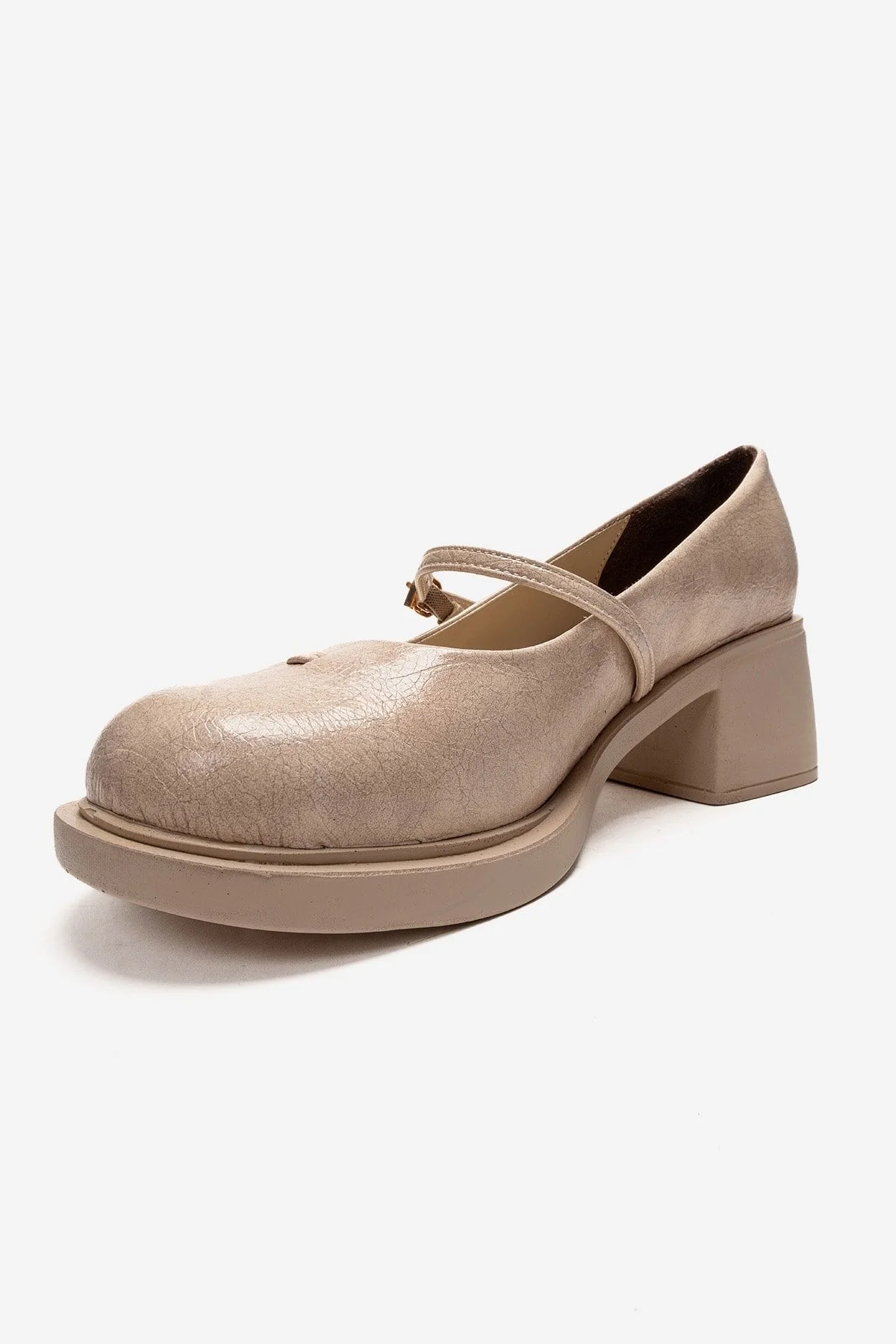 LUANDA - Beige Genuine Leather Block Heel Mary Jane (Women) - Image 6
