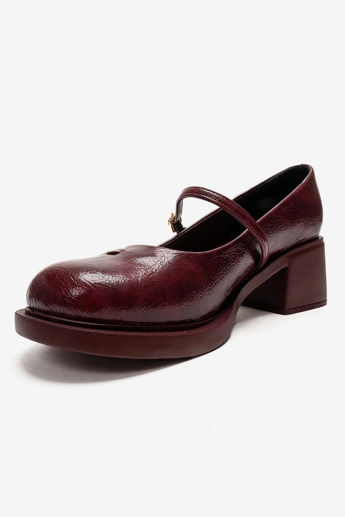 LUANDA - Burgundy Genuine Leather Block Heel Mary Jane (Women) - Image 6