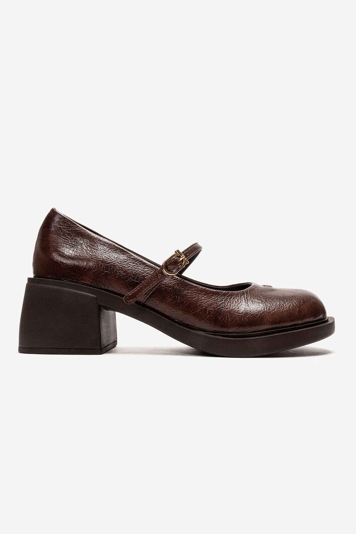 LUANDA - Cognac Genuine Leather Block Heel Mary Jane (Women) - Image 4