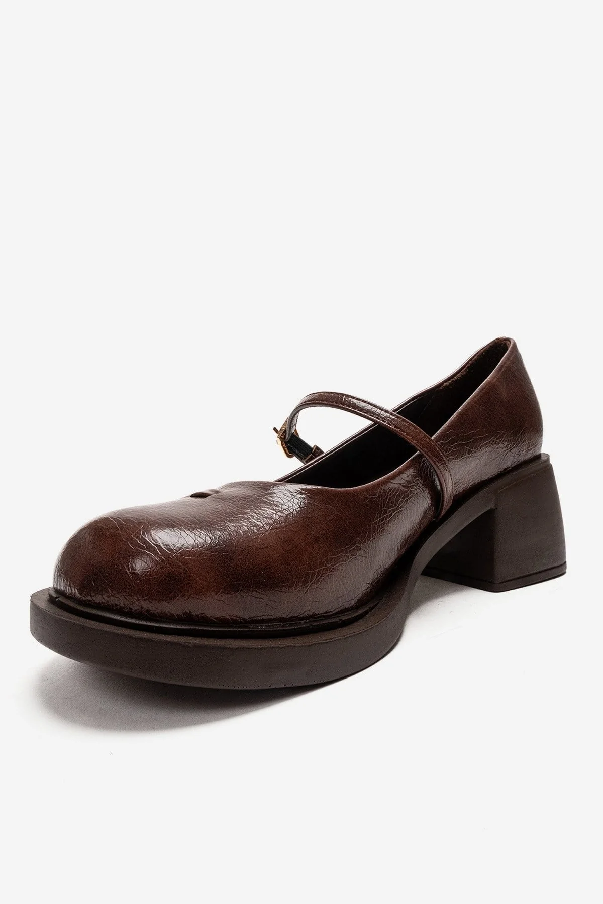 LUANDA - Cognac Genuine Leather Block Heel Mary Jane (Women) - Image 6