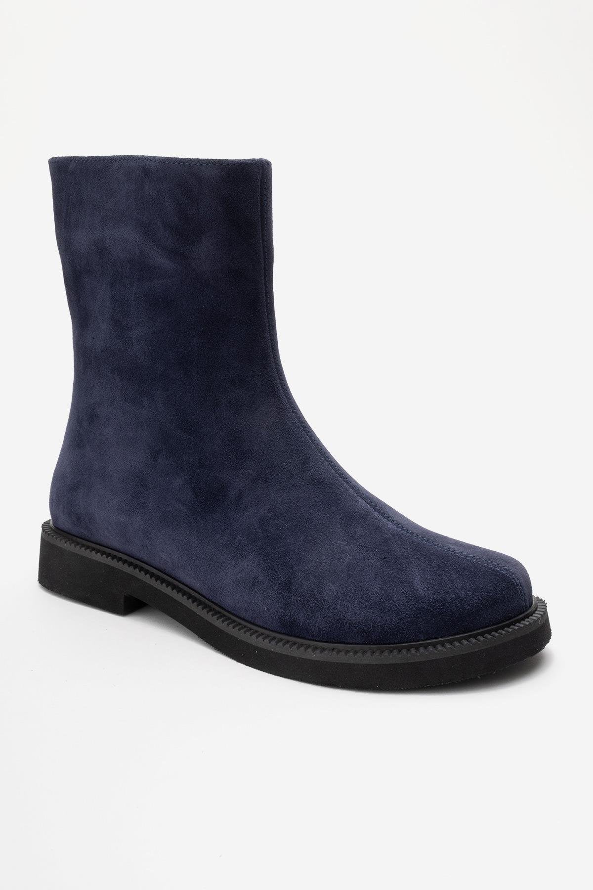 LUCANO - Navy Genuine Suede Leather Boot (Women) - Image 3