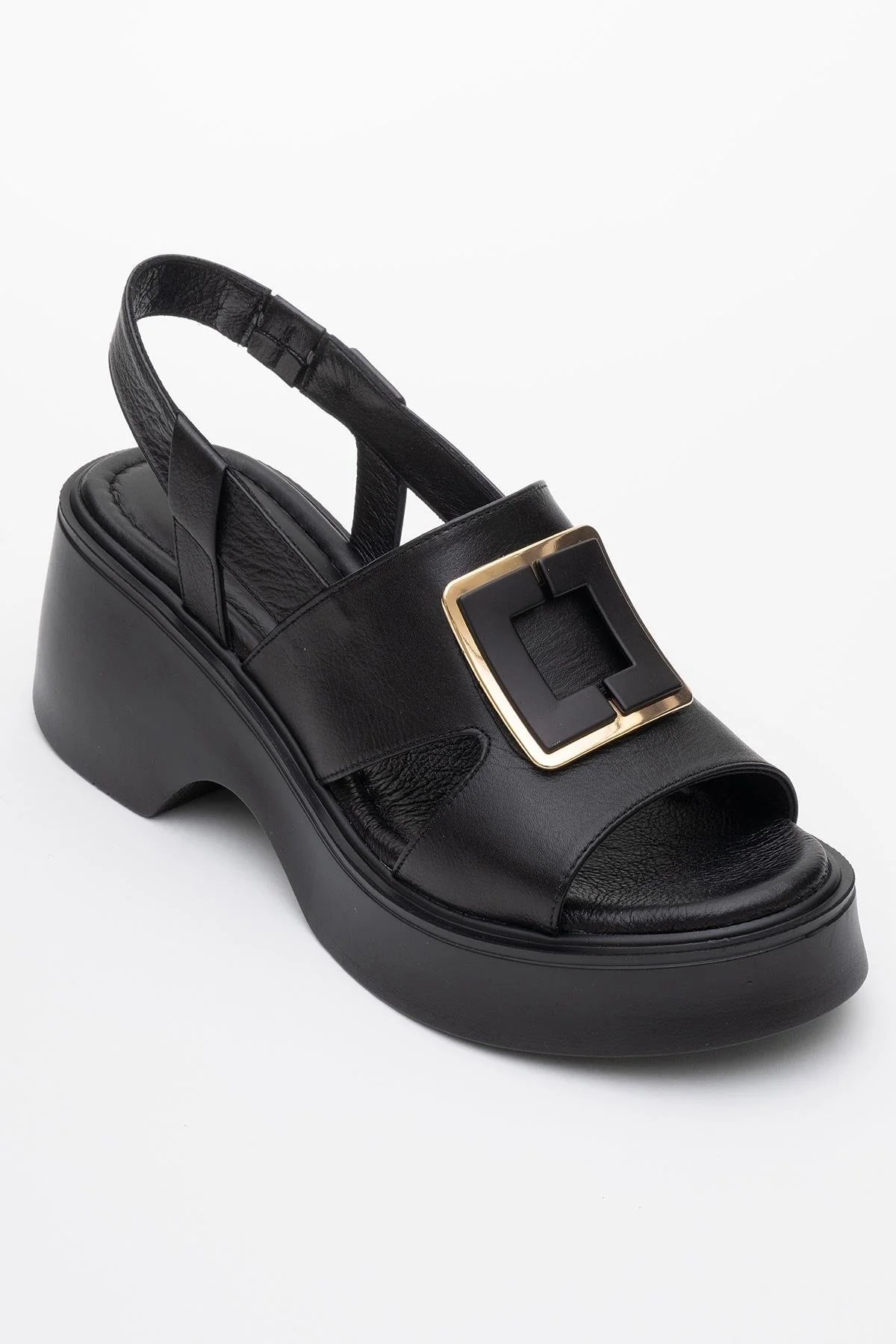 Lucıa - Black Genuine Leather Block Heel Sandal (women) - Image 3