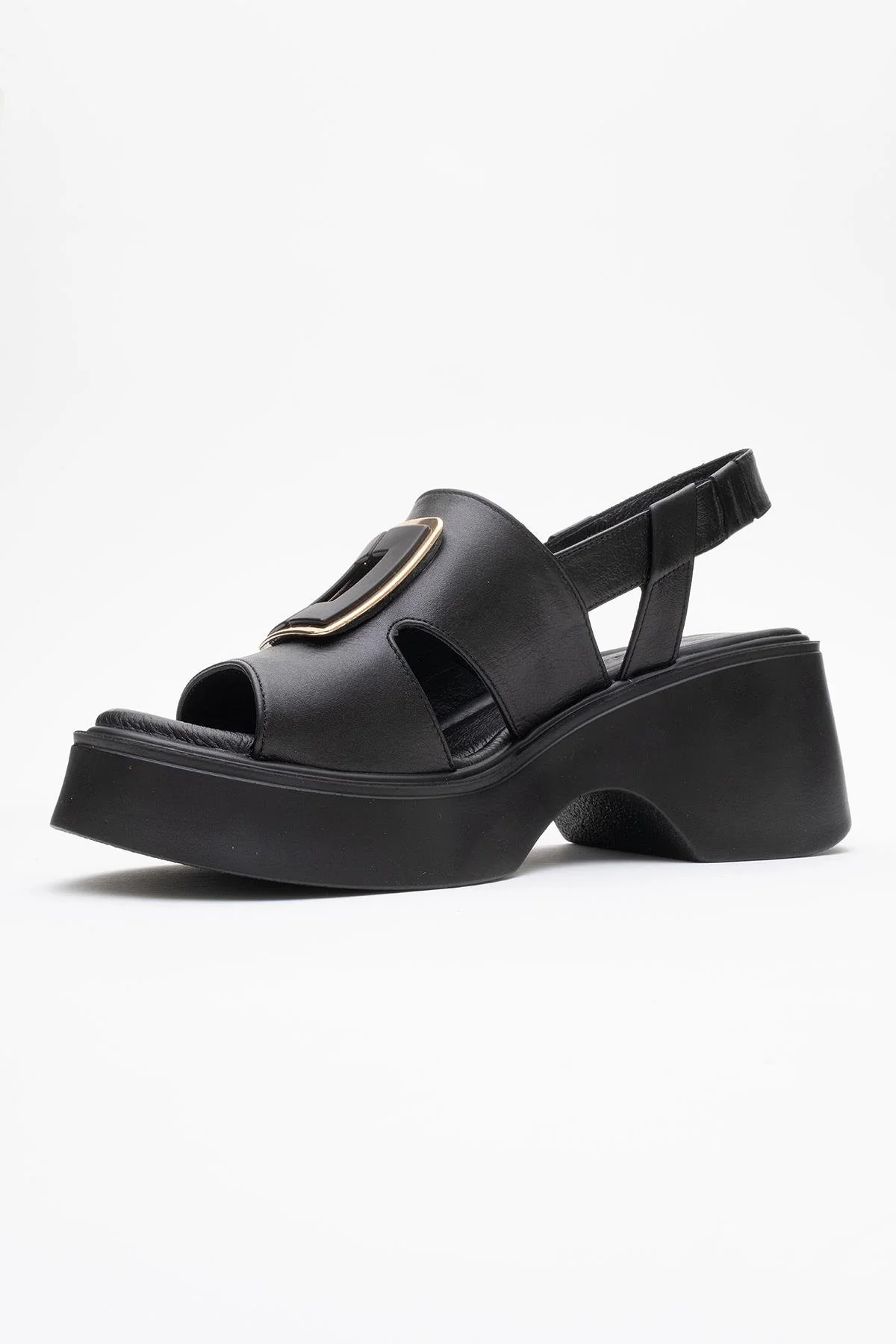 Lucıa - Black Genuine Leather Block Heel Sandal (women) - Image 4
