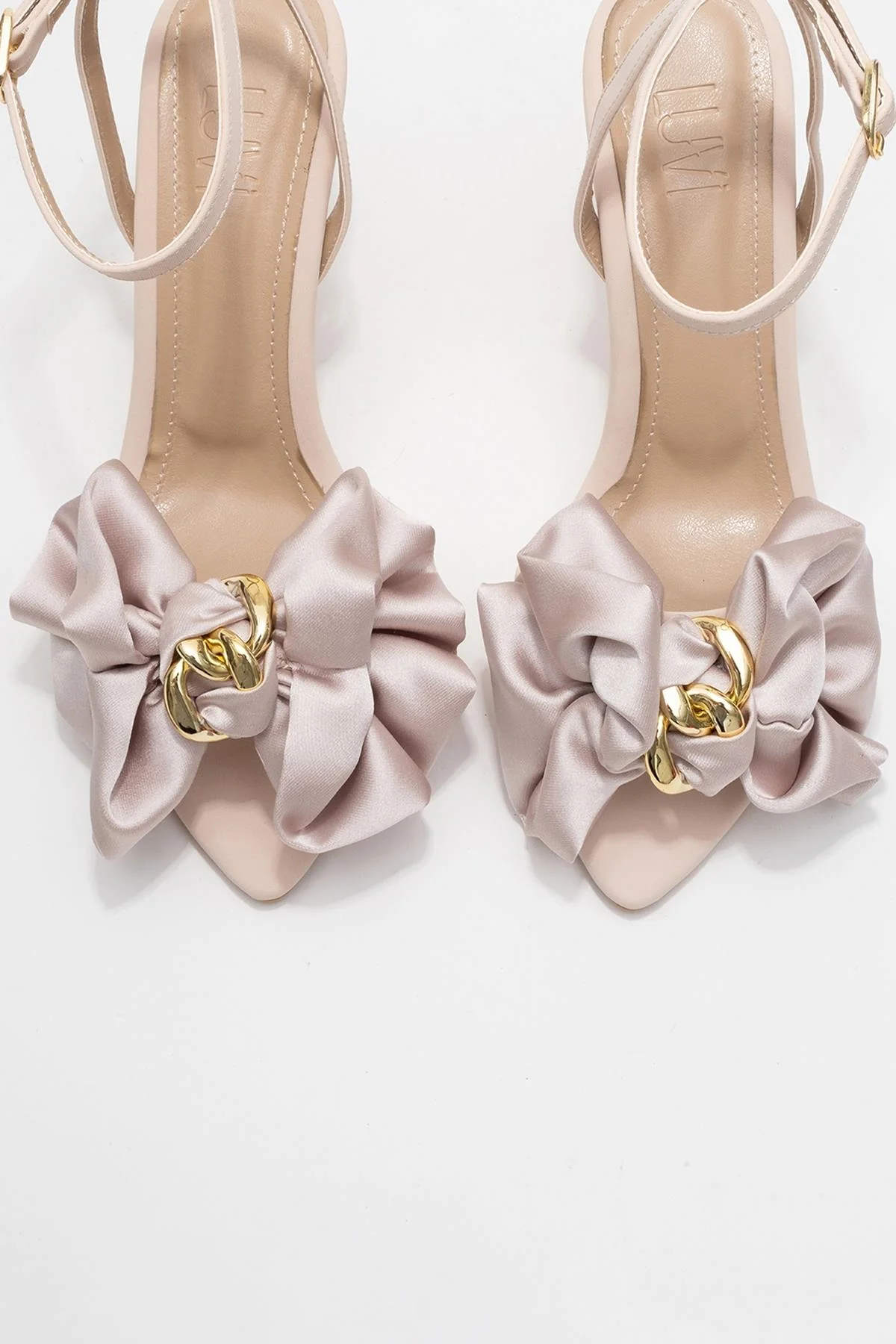 Lucy - Beige Satin Bow Stiletto Pump (Women) - Image 2