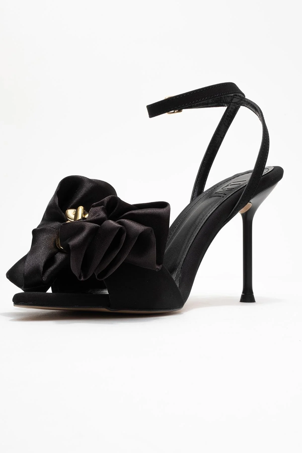 Lucy - Black Satin Bow Open-Toe Stiletto (Women) - Image 4
