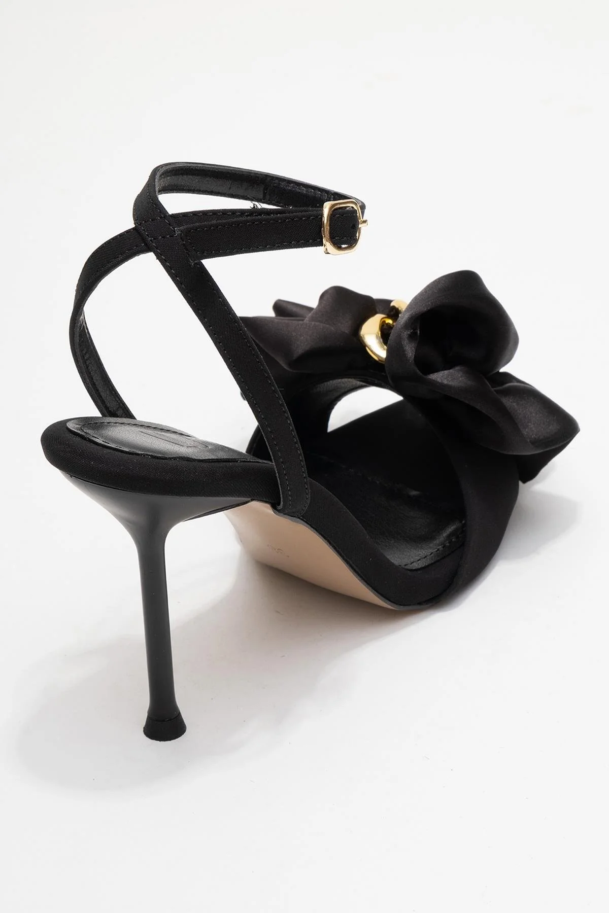 Lucy - Black Satin Bow Open-Toe Stiletto (Women) - Image 5