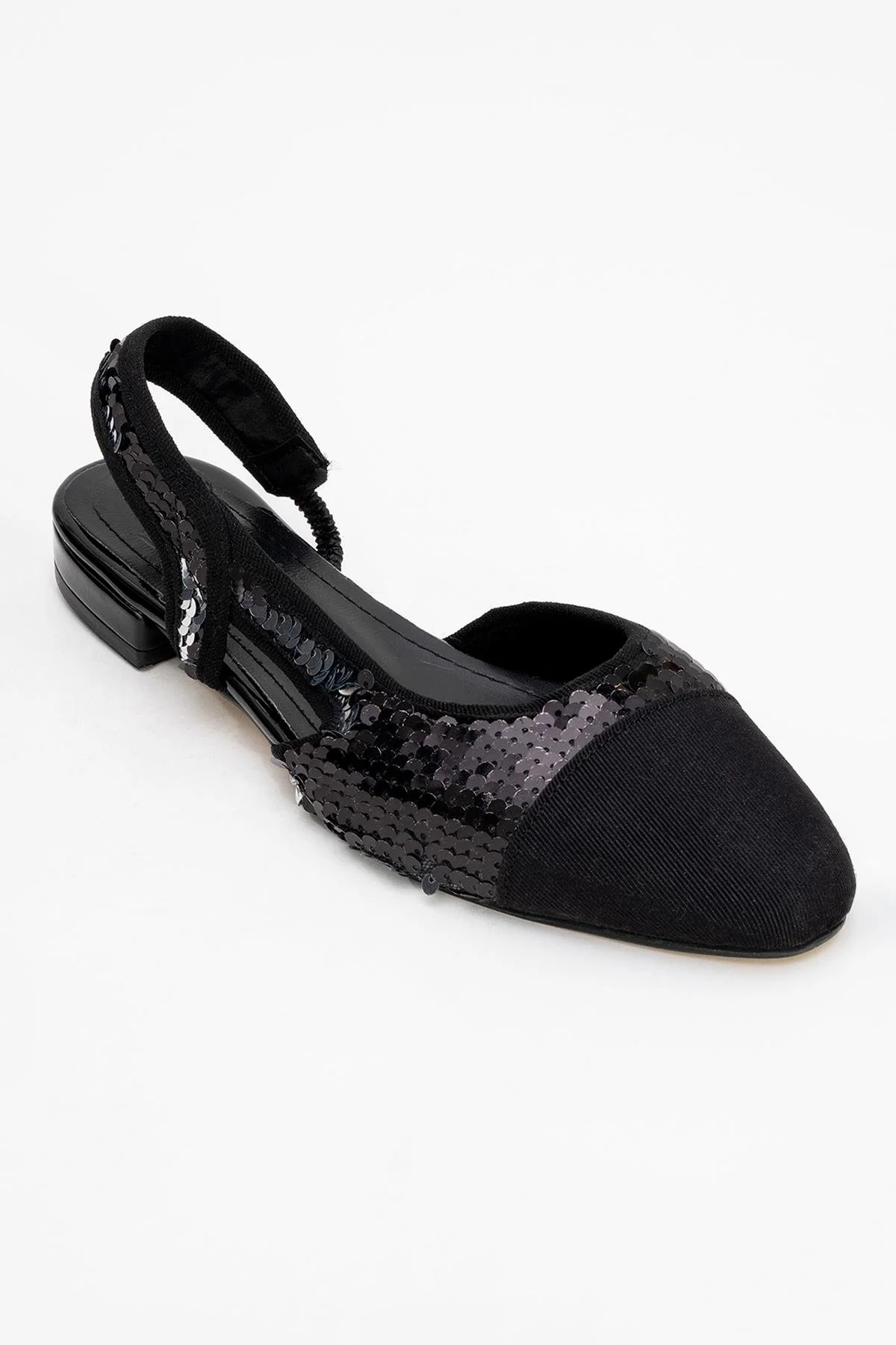 Lujo - Black Sequin Backless Flat Ballerina (Women) - Image 3