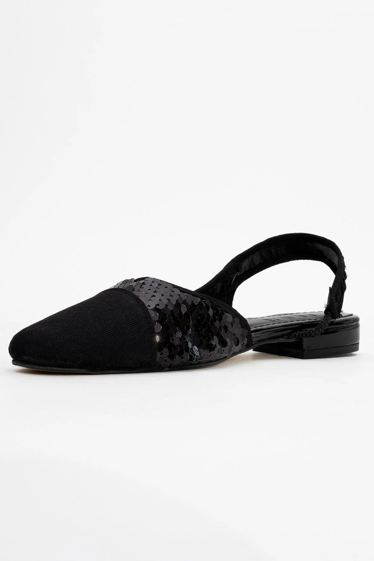 Lujo - Black Sequin Backless Flat Ballerina (Women) - Image 4