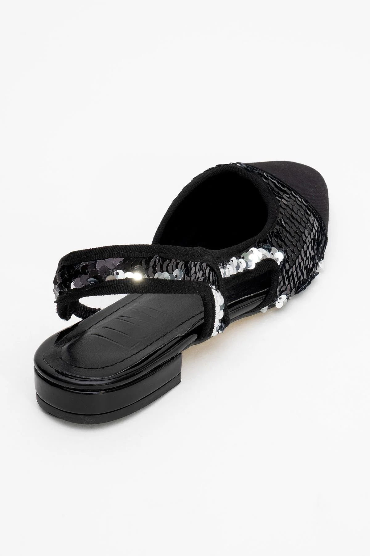 Lujo - Black Sequin Backless Flat Ballerina (Women) - Image 5