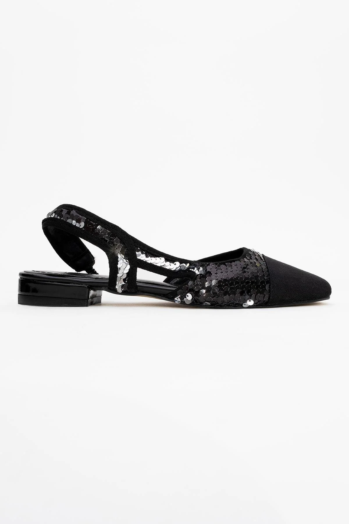 Lujo - Black Sequin Backless Flat Ballerina (Women) - Image 6