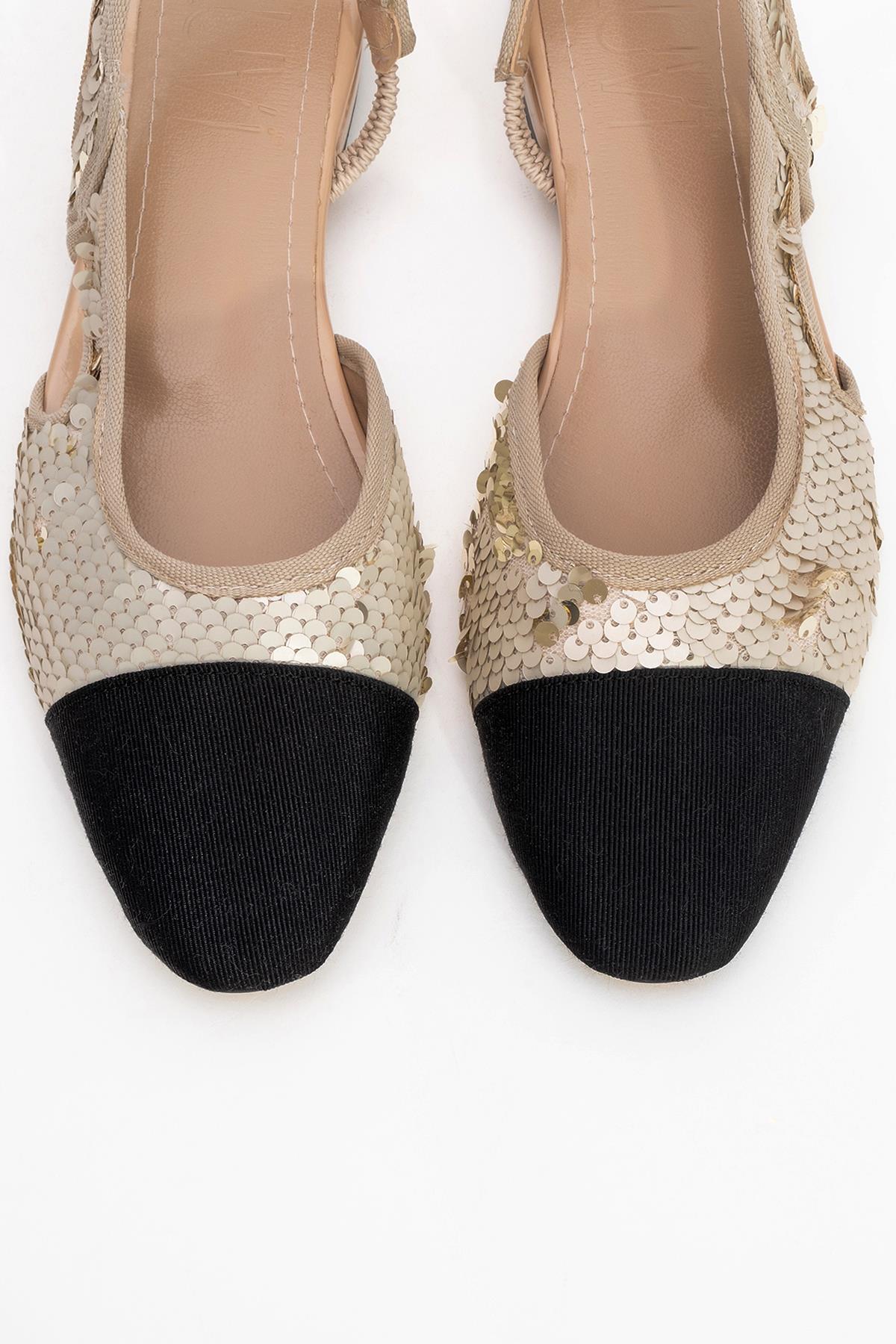 Lujo - Gold Sequin Backless Flat Ballerina (Women) - Image 2