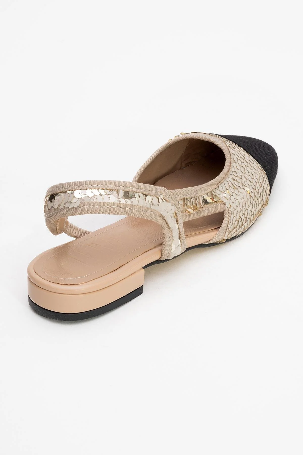 Lujo - Gold Sequin Backless Flat Ballerina (Women) - Image 5