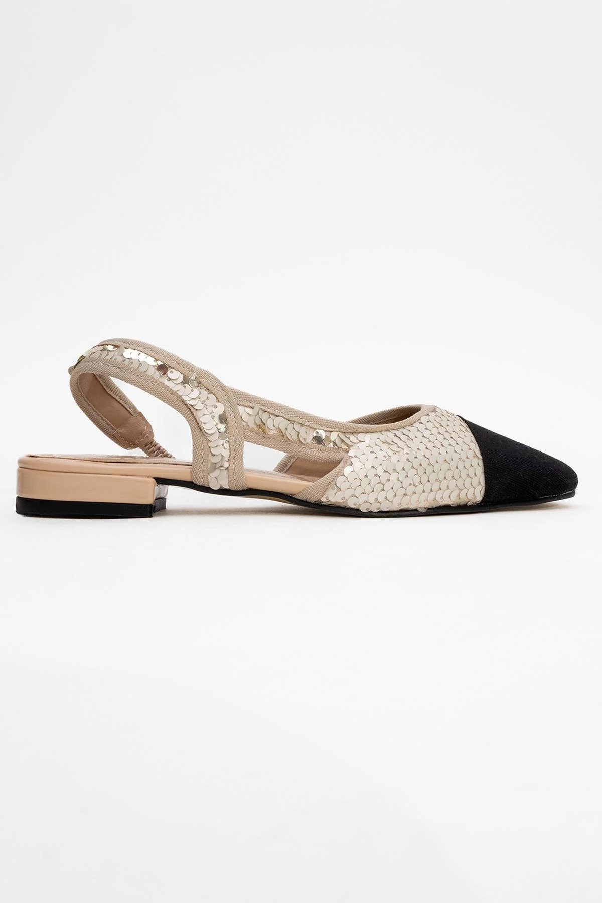 Lujo - Gold Sequin Backless Flat Ballerina (Women) - Image 6